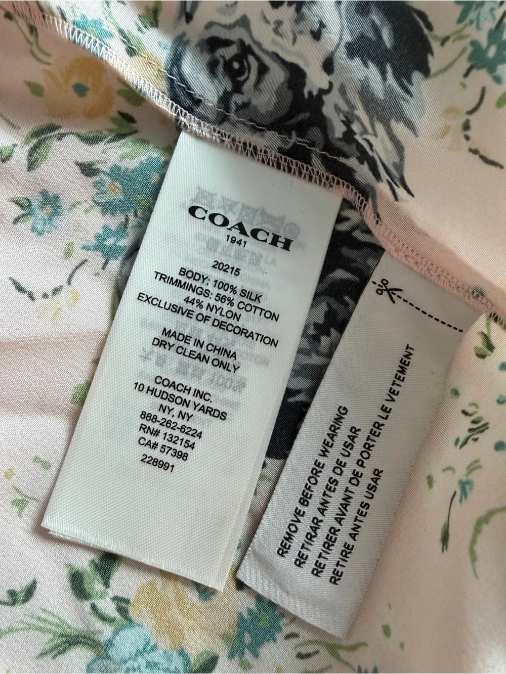 Coach 100% Silk Floral long Sleeve Blouse